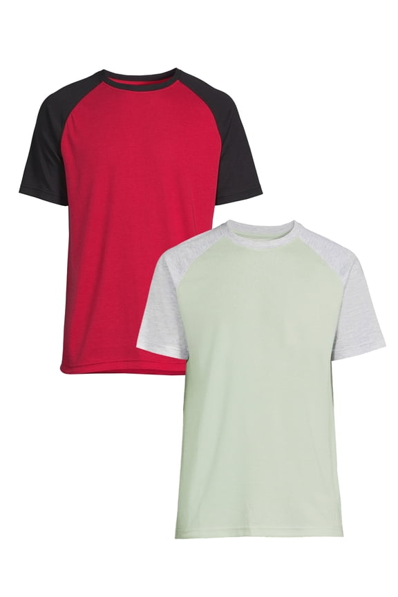 Men's and Big Men's Short Sleeve Raglan T-Shirt, 2-Pack