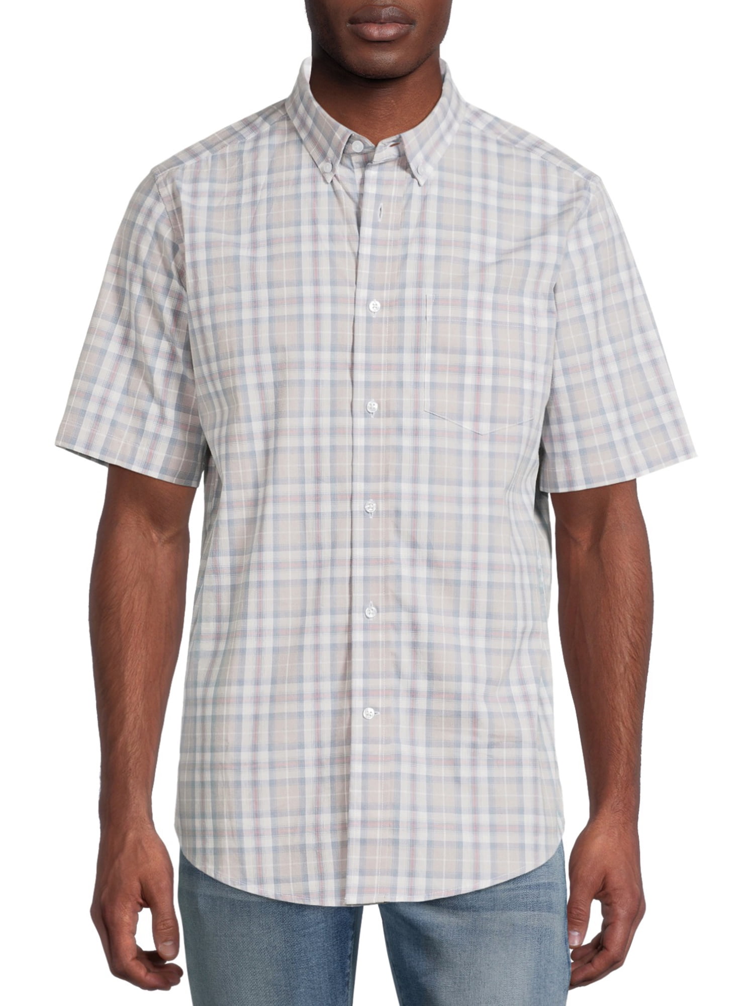 George Men's and Big Men's Short Sleeve Stretch Poplin Shirt - Walmart.com