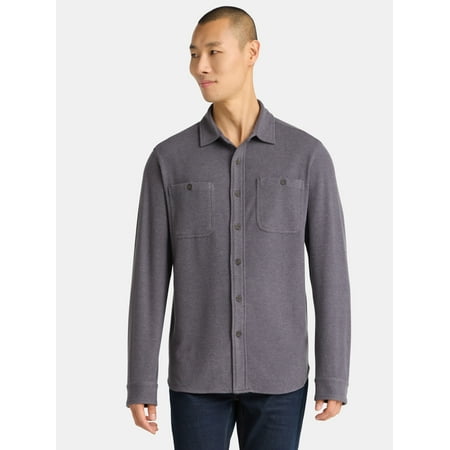 George Men's and Big Men's Brushed Knit Button Down Shirt, Sizes S-3XL