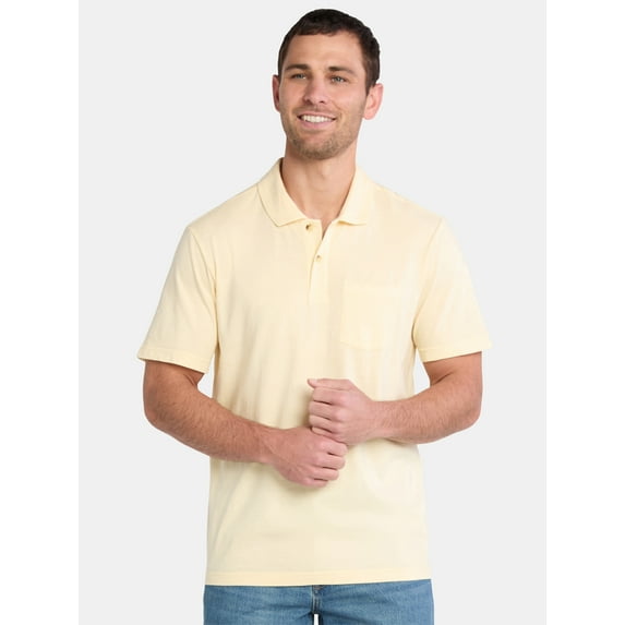 George Men's and Big Men's Sunwashed Cotton Polo Shirt with Short Sleeves, Sizes S-3XL