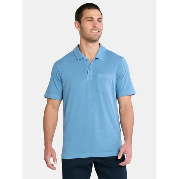 George Men's and Big Men's Sunwashed Cotton Polo Shirt with Short Sleeves, Sizes S-3XL