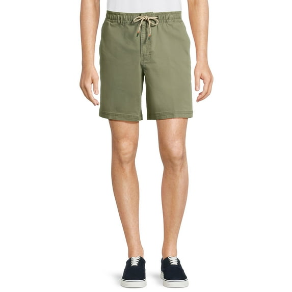 George Men's and Big Men's Twill Pull On Shorts with Drawstring Waist, 8" Inseam, Sizes S-2XL