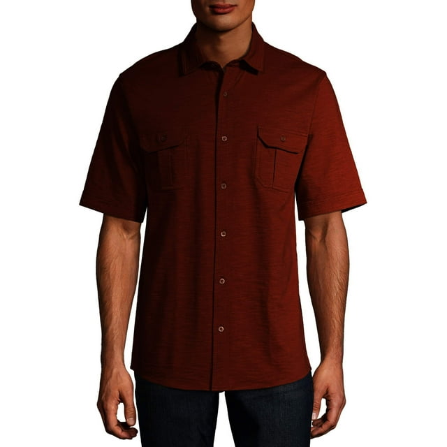 George Men's and Big Men's Ultra Soft Knit Short Sleeve Button-down ...