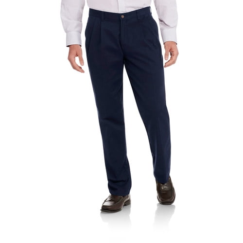 George Men's and Big Men's Wrinkle Resistant Pleated Twill Pants ...