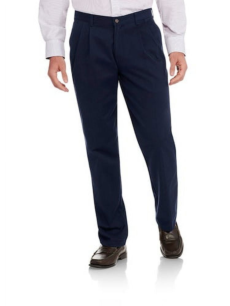 Men's and Big Men's Wrinkle Resistant Pleated Twill Pants