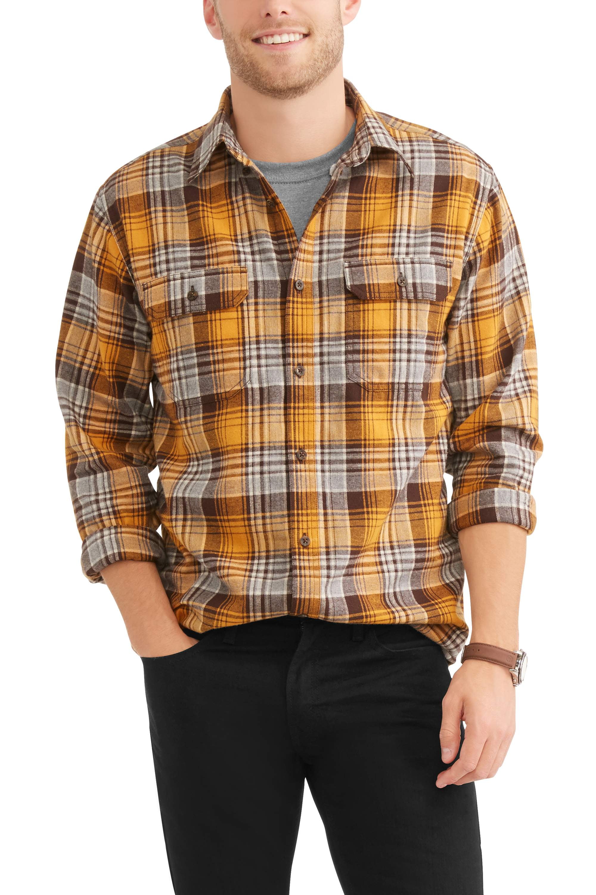 Men's and Big & Tall Long Sleeve Flannel Shirt, up to Size 3Xlt