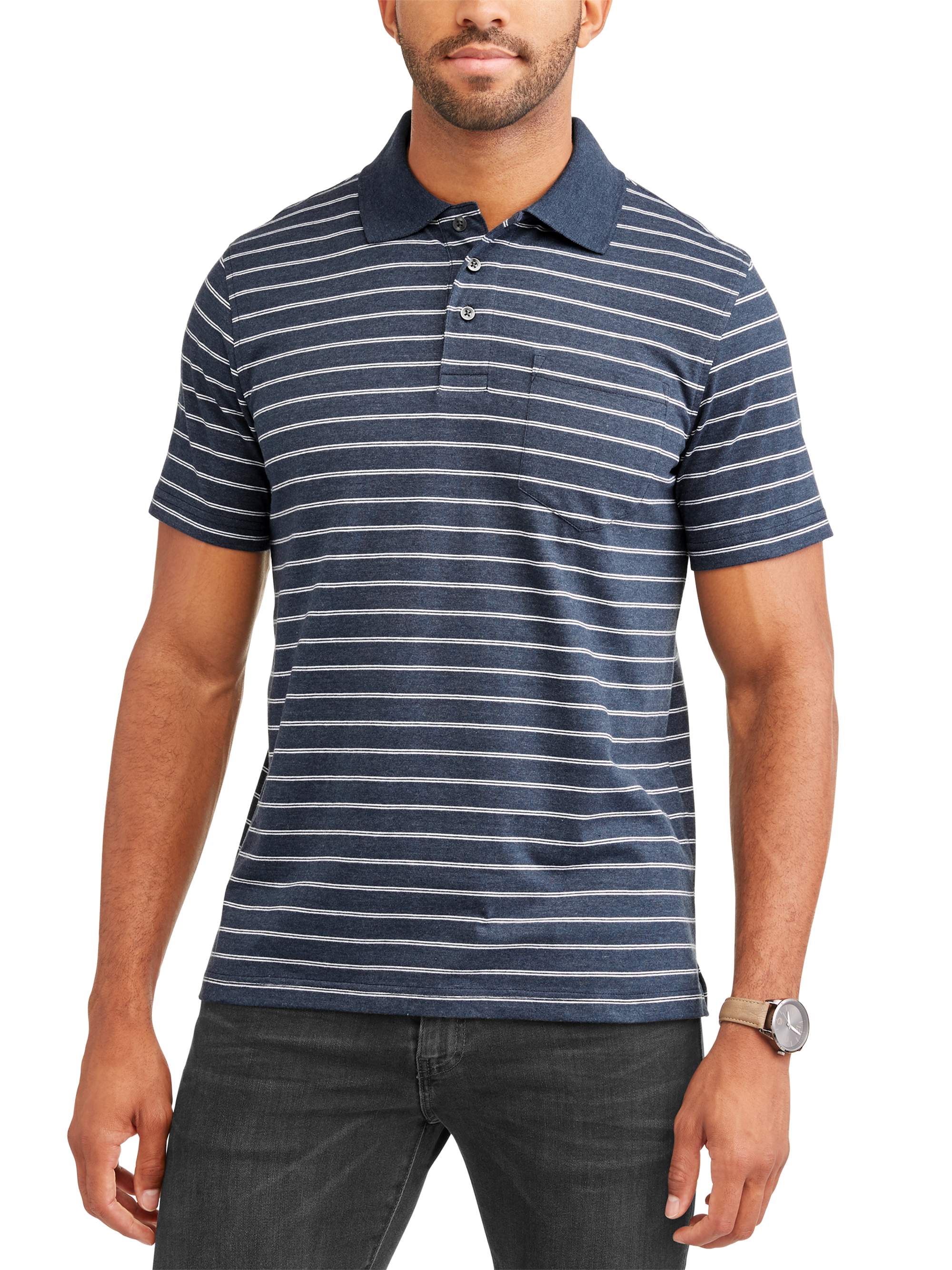 George Men's short sleeve pattern jersey polo, up to size 5xl - Walmart.com