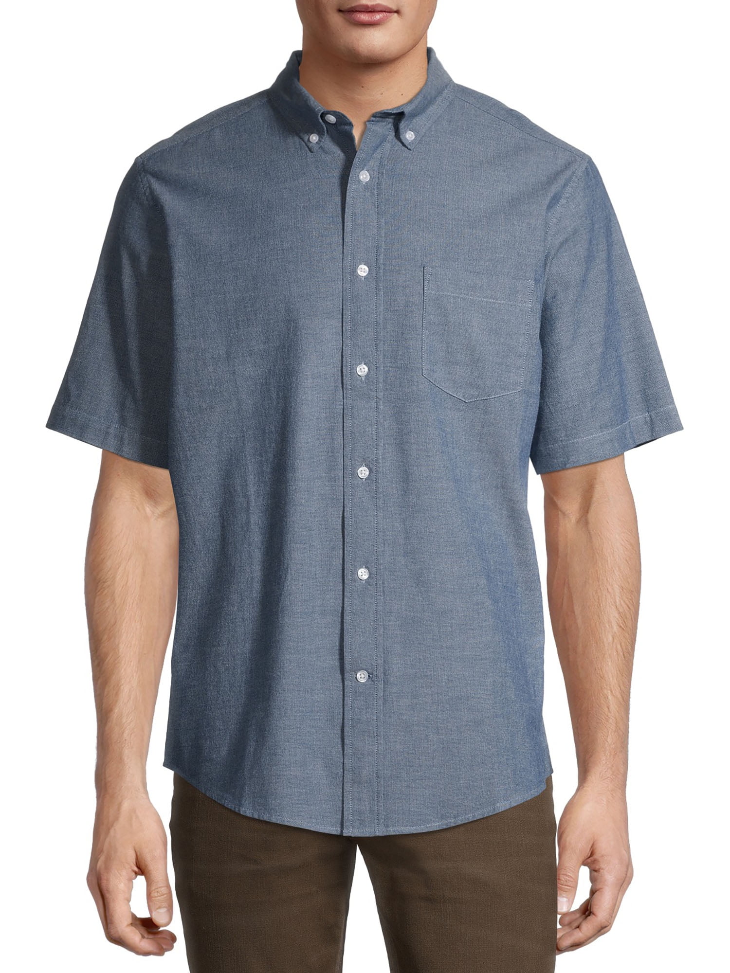 George Men'sand Big Men's Plaid Poplin Short Sleeve Shirt - Walmart.com