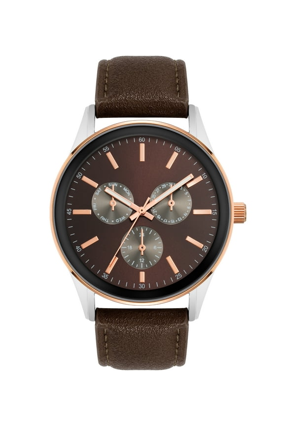 Mens Casual Brown Watch with Traditional Strap