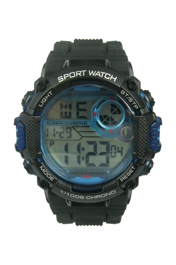 Mens Digital Sport Wristwatch Plastic Strap