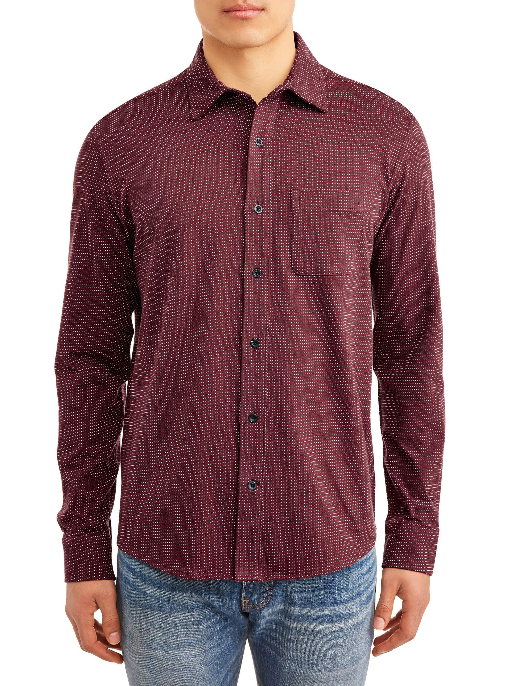 George Mens Long Sleeve Knit Button Down Shirt up to 2XL 