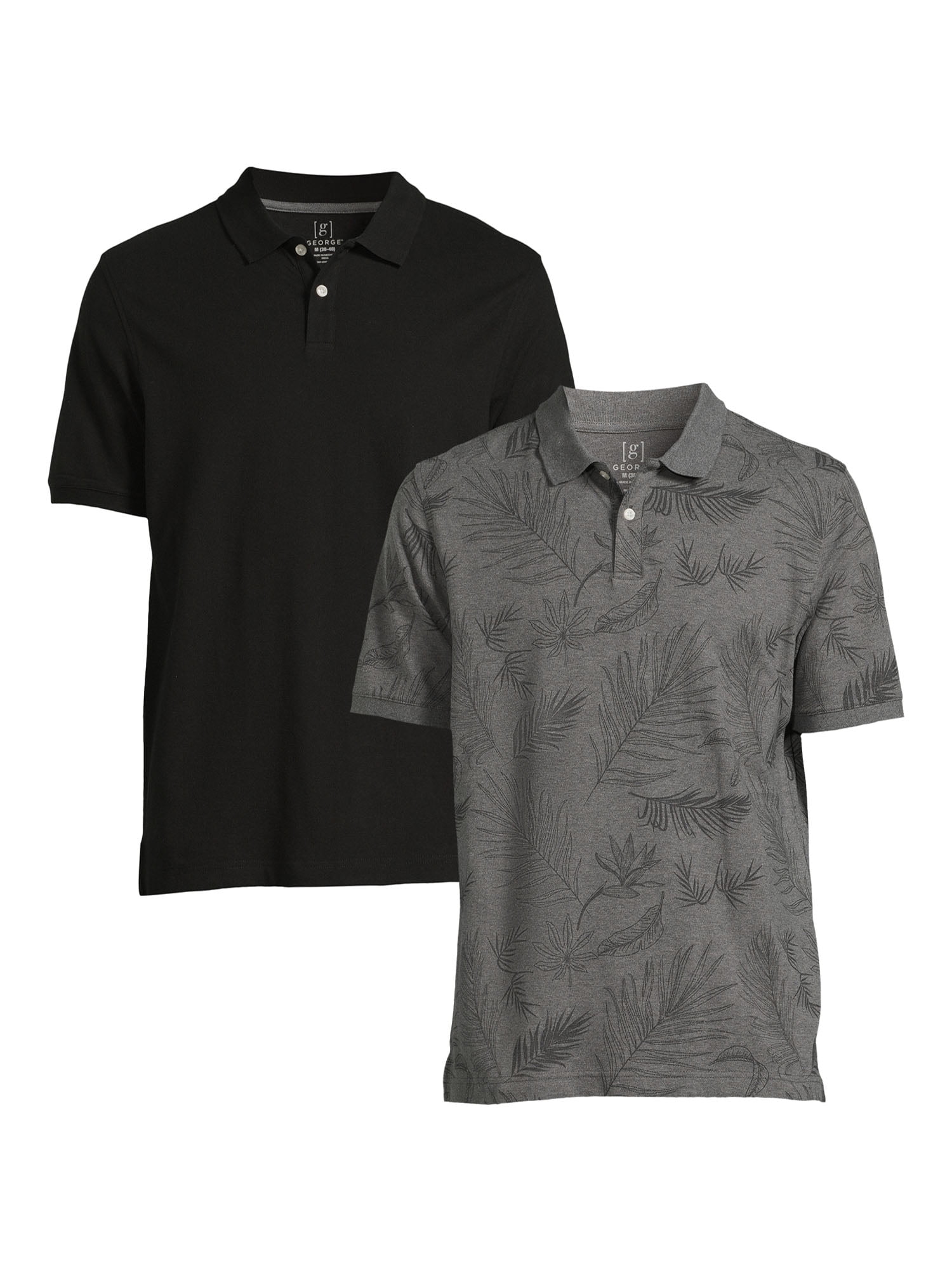 Men's Pique Polo Shirts with Short Sleeves, 2 pack, Sizes S3XL