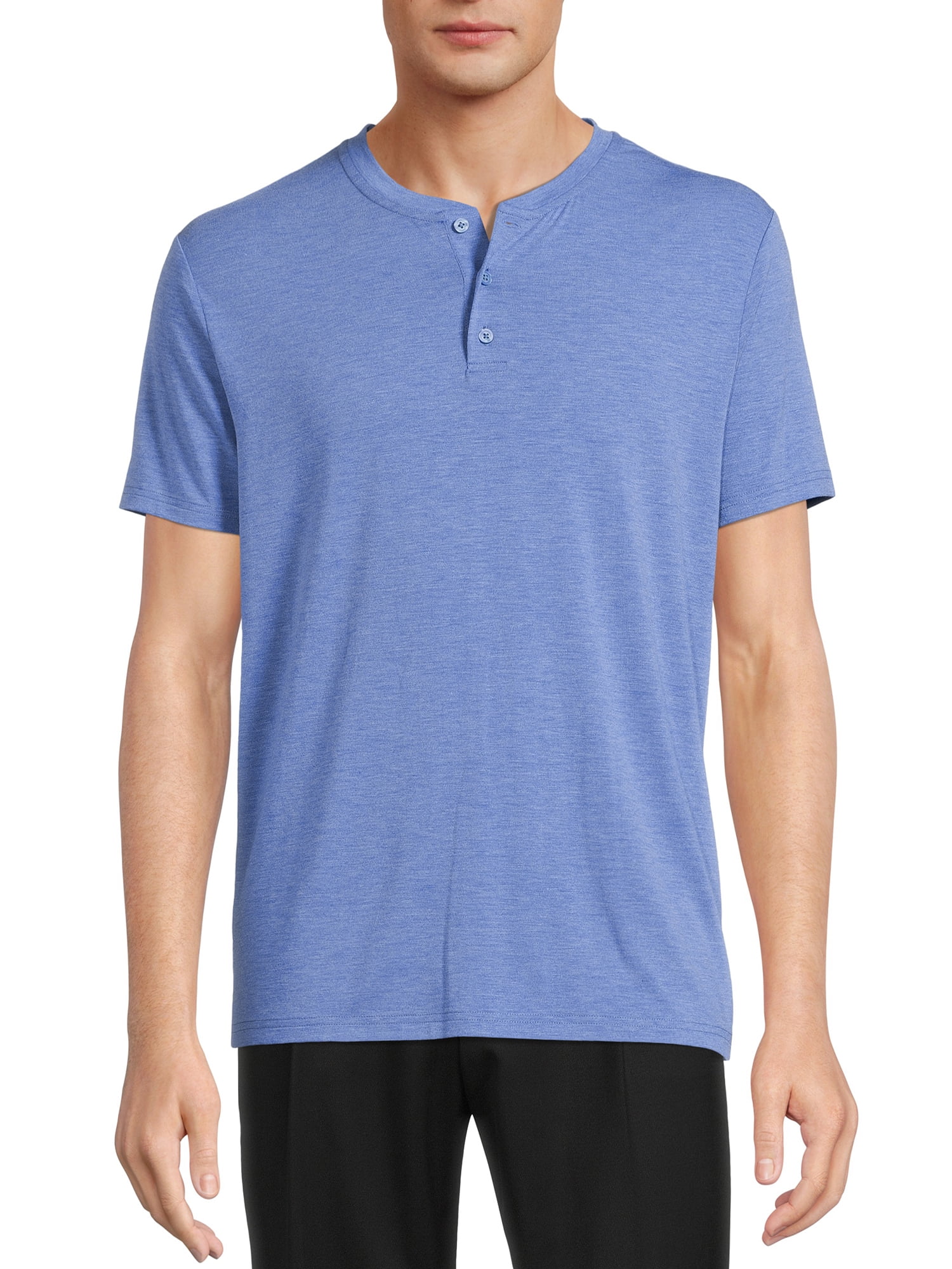 Mens Short Sleeve Moisture Wicking Henley TShirt