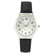 George Mens Silver Case with Black PU Strap
