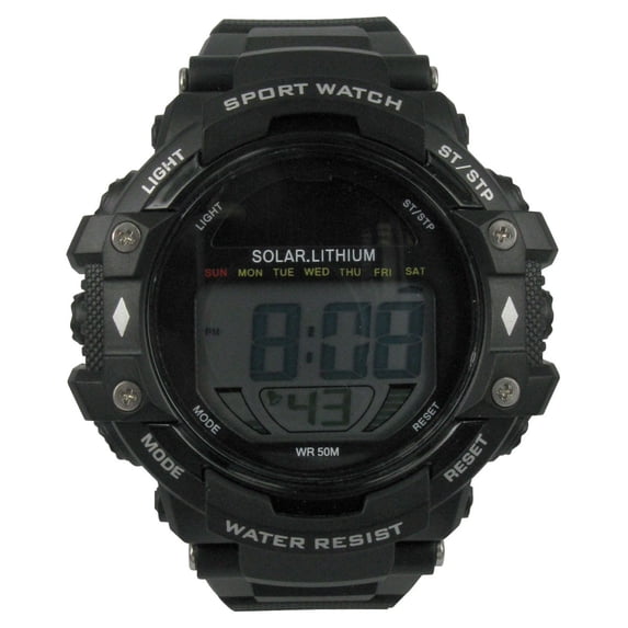 George Solar Digital Mens Wristwatch Waterproof 50M with Stopwatch ...