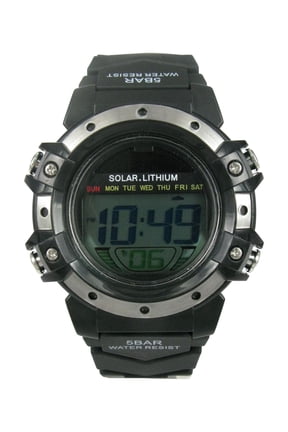 Mens Solar Digital Wristwatch Plastic Strap