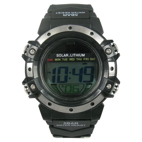 George Mens Solar Digital Wristwatch Plastic Strap