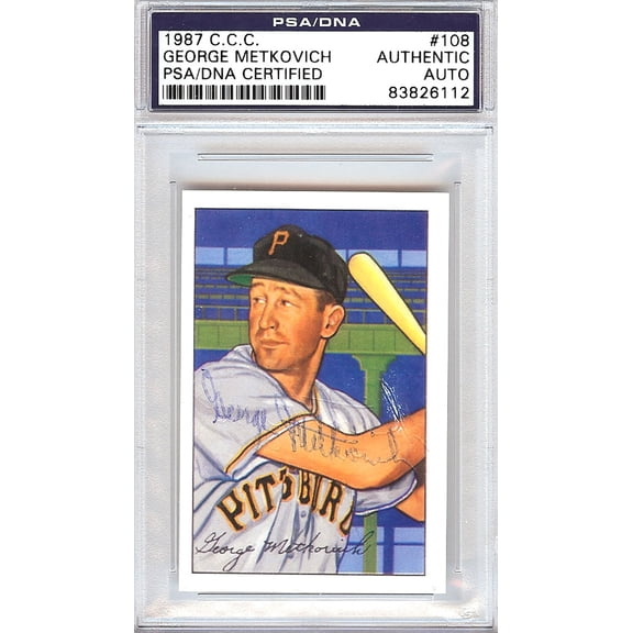 George Metkovich Autographed 1952 Bowman Reprints Card #108 Pittsburgh Pirates PSA/DNA #83826112
