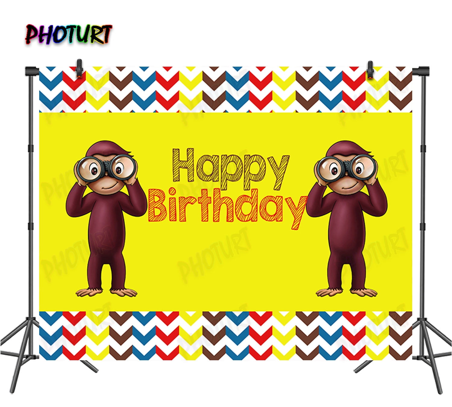 George Monkey Backdrop Kids Birthday Background Yellow Banana Custom ...
