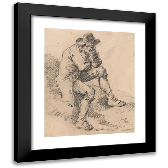 George Morland 15x18 Black Modern Framed Museum Art Print Titled - Man Seated on a Bank