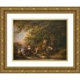 thumbnail image 1 of George Morland 18x14 Gold Ornate Wood Frame and Double Matted Museum Art Print Titled - Gypsy Encampment with Seated Man Breaking Firewood (1790), 1 of 4