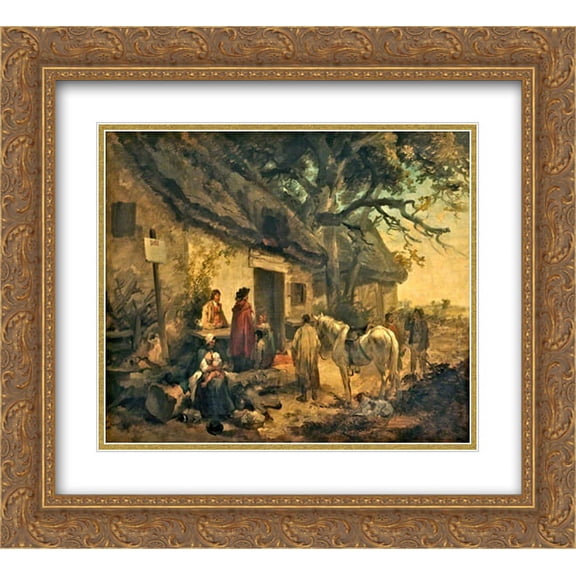 George Morland 2x Matted 22x20 Gold Ornate Framed Art Print 'The Roadside Inn'