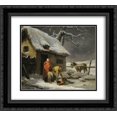 thumbnail image 1 of George Morland 2x Matted 24x20 Black Ornate Framed Art Print 'Breaking the Ice', 1 of 2