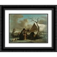 thumbnail image 1 of George Morland 2x Matted 24x20 Black Ornate Framed Art Print 'Skating', 1 of 2