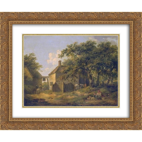 George Morland 2x Matted 24x20 Gold Ornate Framed Art Print 'Roadside Inn'