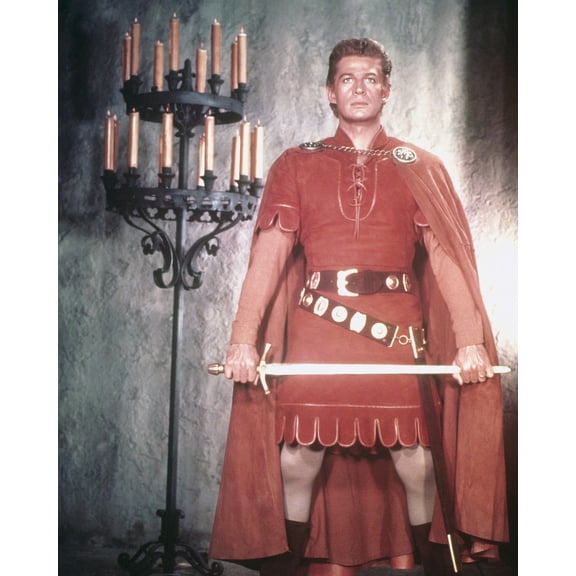 George Nader Holding Sword In Costume 24X36 Classic Hollywood Poster