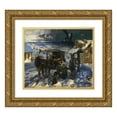 thumbnail image 1 of George Overbury Hart 17x15 Gold Ornate Wood Frame and Double Matted Museum Art Print Titled - Village Scene, 1 of 4