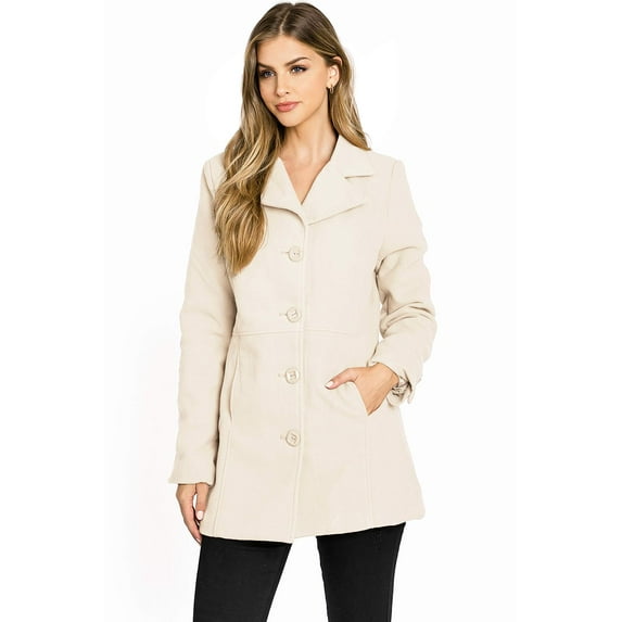 George Palomares Classic Defined Midi Trench Car Coat (Ivory, Small)