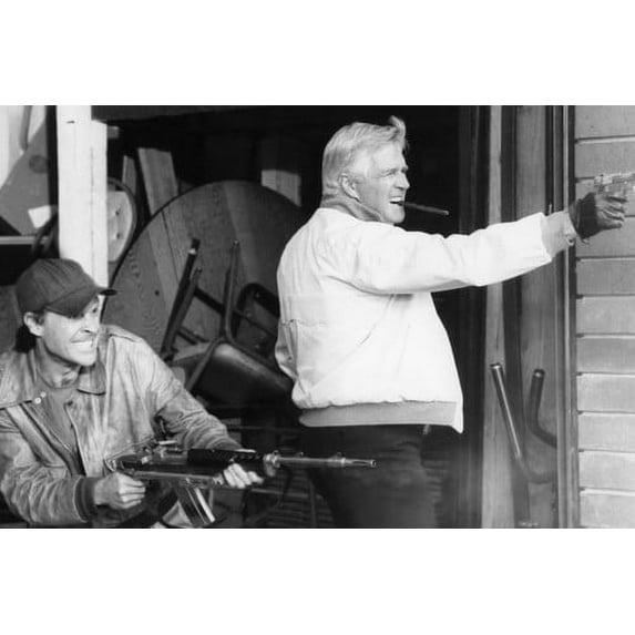 George Peppard and Dwight Schultz in The A-Team firing machine gun 24x36 Poster