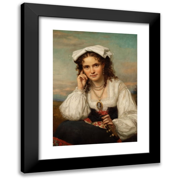 George Peter Alexander Healy 11x14 Black Modern Framed Museum Art Print Titled - Vinnie Ream (ca. 1870)
