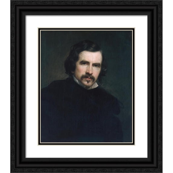 George Peter Alexander Healy 15x18 Black Ornate Wood Framed Double Matted Museum Art Print Titled - Portrait of the Artist (1851)