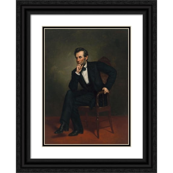 George Peter Alexander Healy 18x24 Black Ornate Framed Double Matted Museum Art Print Titled: Abraham Lincoln (1887)