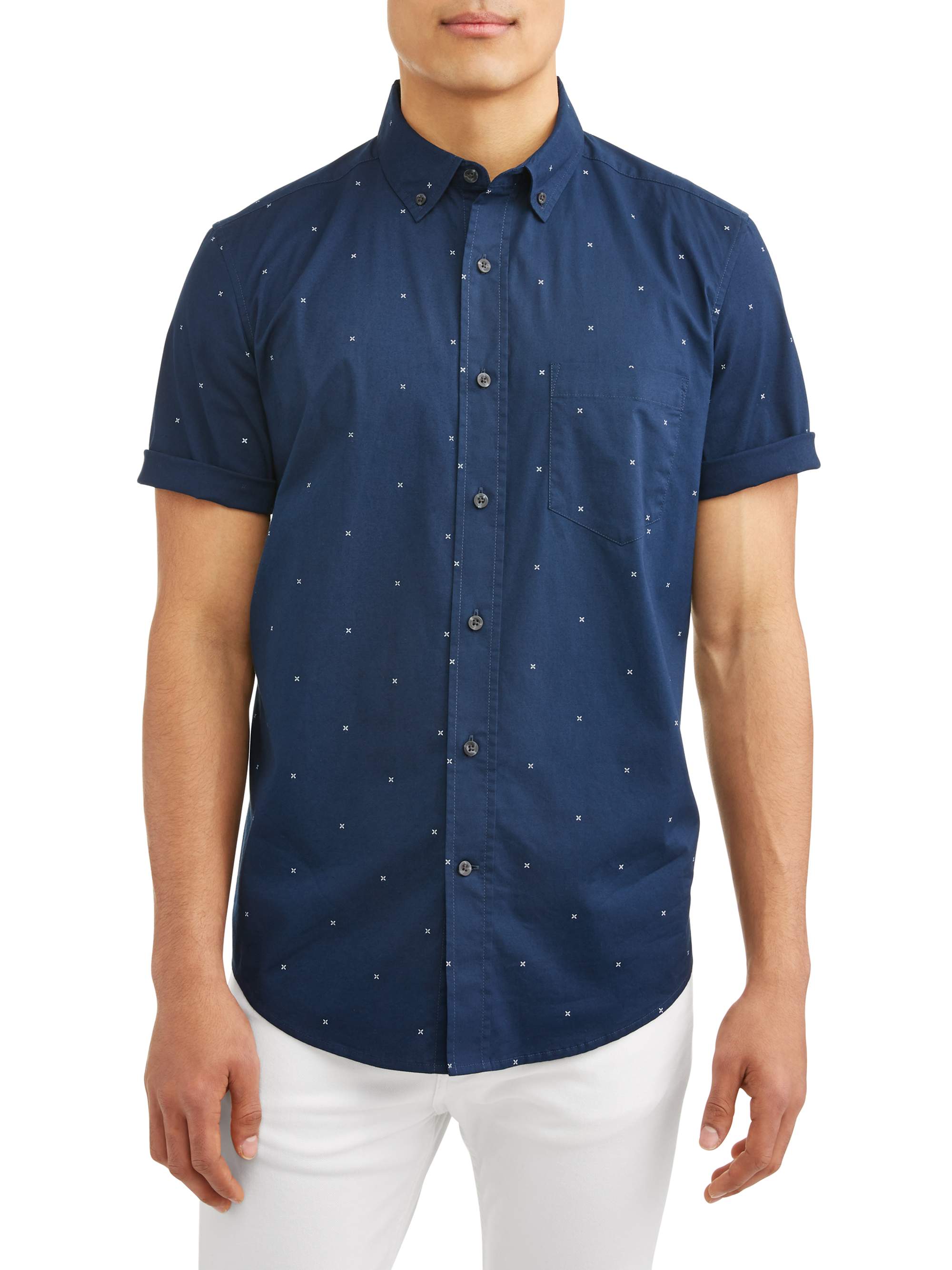 George Printed Stretch Woven Short Sleeve Shirt up to Size 5XL - image 1 of 4