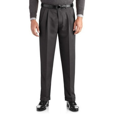 George Men's & Big Men's Classic Fit Pleated Cuffed Microfiber Dress Pants with Adjustable Waistband, Sizes 30-54