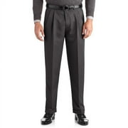 George Mens & Big Mens Classic Fit Pleated Cuffed Microfiber Dress Pants with Adjustable Waistband, Sizes 30-54
