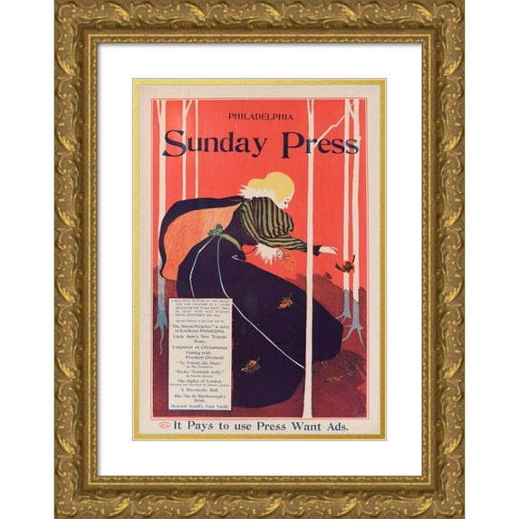 George Reiter Brill 11x14 Gold Ornate Wood Frame and Double Matted Museum Art Print Titled - The Street-Preacher (1895)