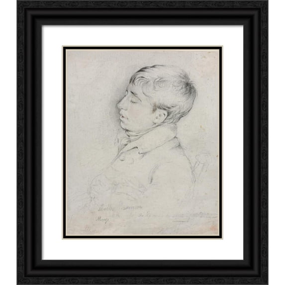 George Richmond 12x14 Black Ornate Wood Framed Double Matted Museum Art Print Titled: A Portrait of Welby Sherman Asleep in a Chair (1828)