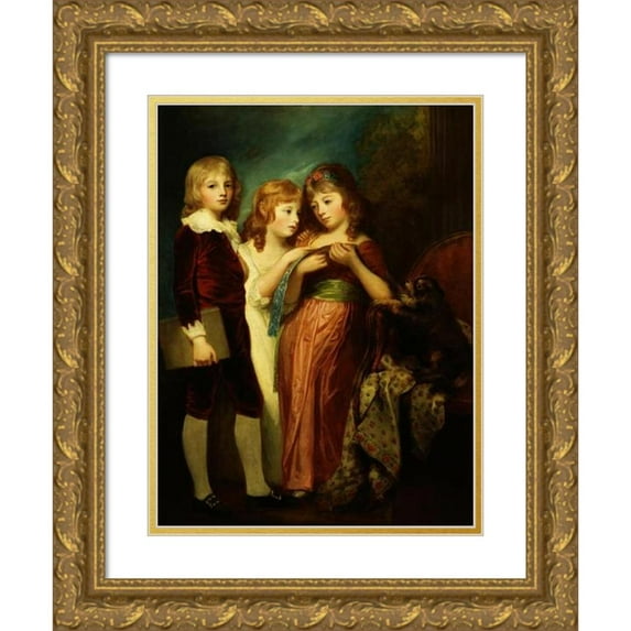 George Romney 11x14 Gold Ornate Wood Frame and Double Matted Museum Art Print Titled - The Hartley Children (Between 1781 and 1783)