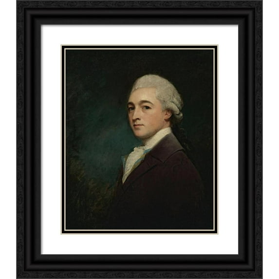 George Romney 15x18 Black Ornate Wood Framed Double Matted Museum Art Print Titled - Portrait of a Young Man