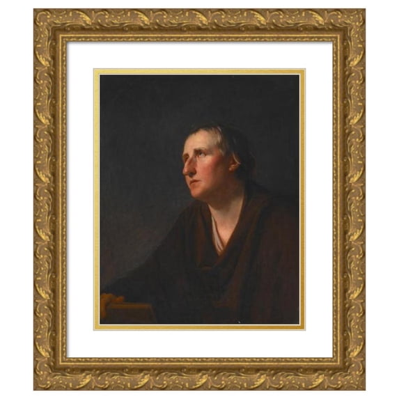 George Romney 15x18 Gold Ornate Wood Frame and Double Matted Museum Art Print Titled - Portrait of Rev. Richard Stables (1767)