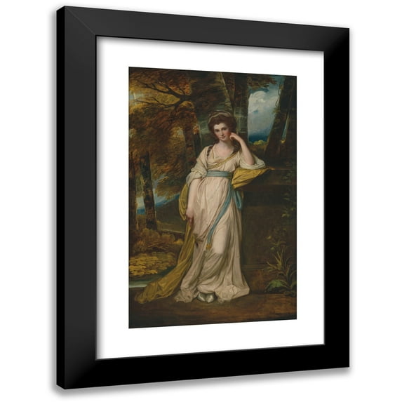 George Romney 16x24 Black Modern Framed Museum Art Print Titled - Portrait of Mrs Deborah Jemima Maxwell (1755-1789)