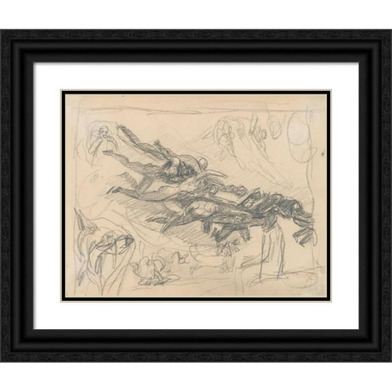 George Romney 18x15 Black Ornate Wood Framed Double Matted Museum Art Print Titled - The Temptation Of Christ (1796)