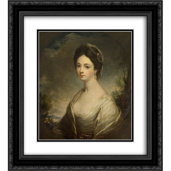 George Romney 2x Matted 20x22 Black Ornate Framed Art Print 'Betsy Hodges (d.1772), Second Wife of Philip Champion de Crespigny'