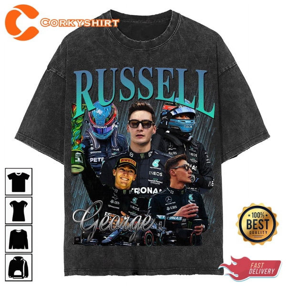 George Russell Formula Racing F1 Mercedes Racer T-shirt Design ...