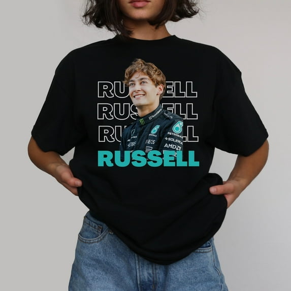 George Russell T-Shirt, Formula One F1 Shirt, Racing Vintage Tee For Fan,Black color,size L