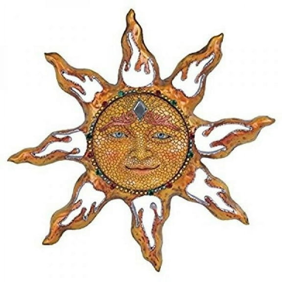 George S. Chen Imports SS-G-63047 Polyresin Yellow Mosaic Face Sun Wall Plaque Decoration, 11"
